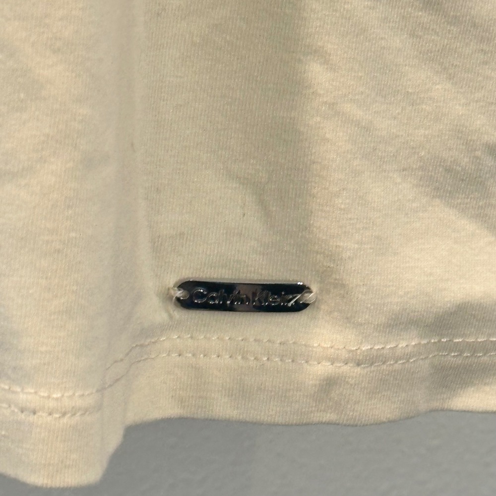 Calvin Klein Womens Cream Gold Foil Logo Graphic T-Shirt Size Large M2DHW836 - Picture 2 of 7